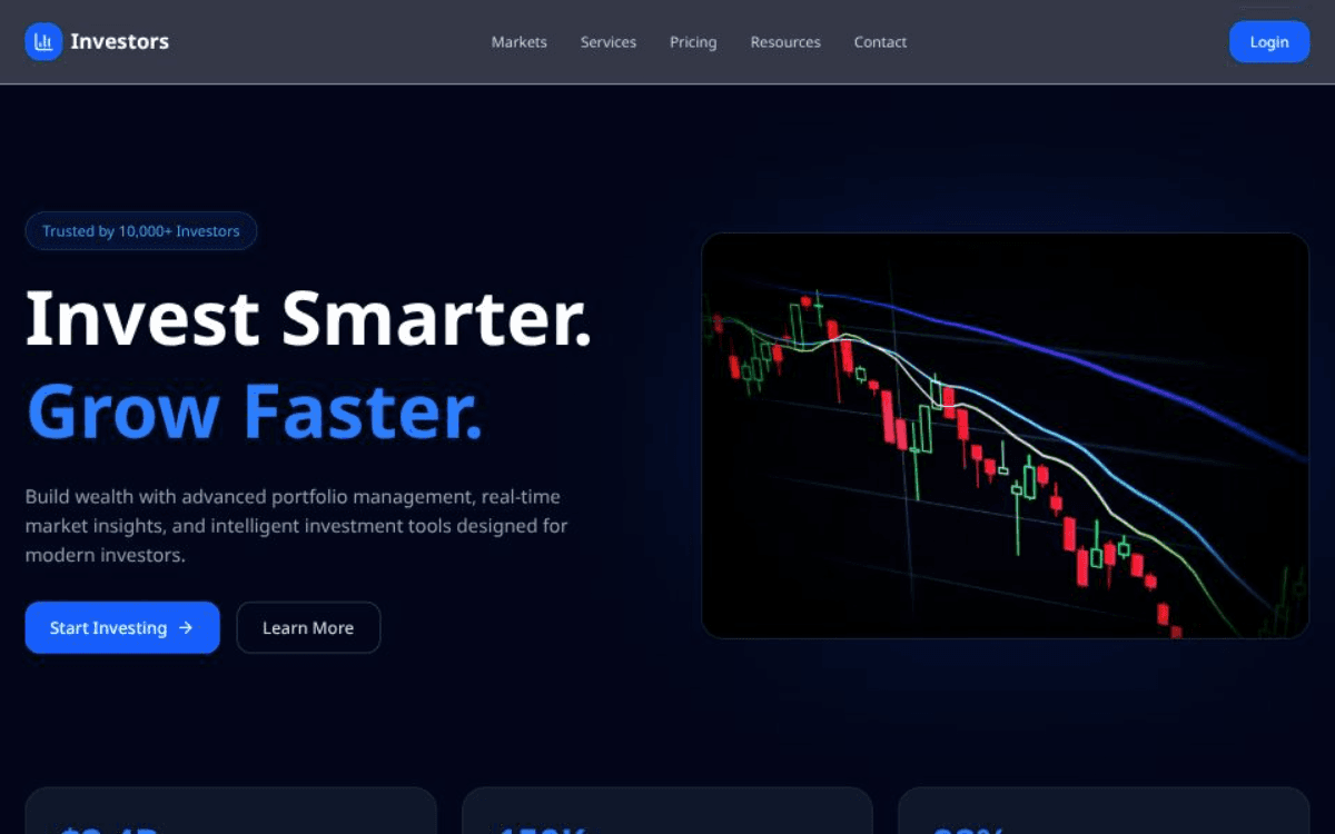 Live application interface for Investors