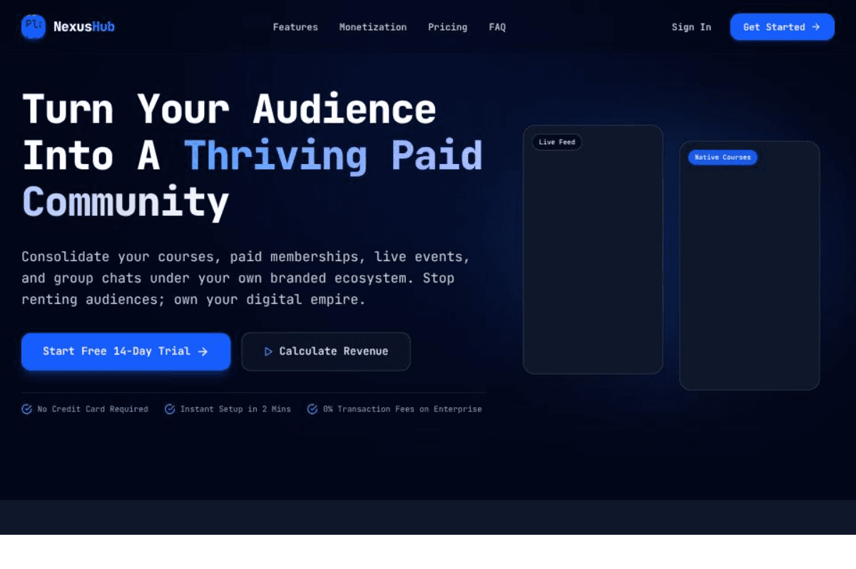 Live custom web application layout design engineered for Nexus Hub